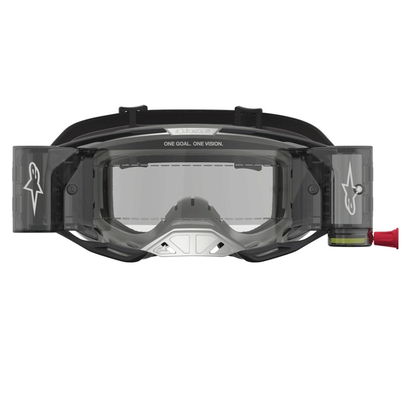 Motokrosové brýle Alpinestars Vision 8 Amber Roll-Off Wide Vision černo-stříbrné