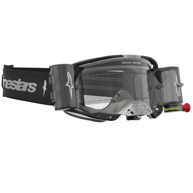 Motokrosové brýle Alpinestars Vision 8 Amber Roll-Off Wide Vision černo-stříbrné