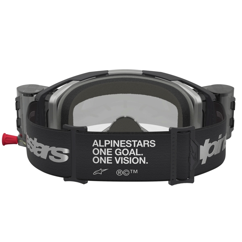 Motokrosové brýle Alpinestars Vision 8 Amber Roll-Off Wide Vision černo-stříbrné