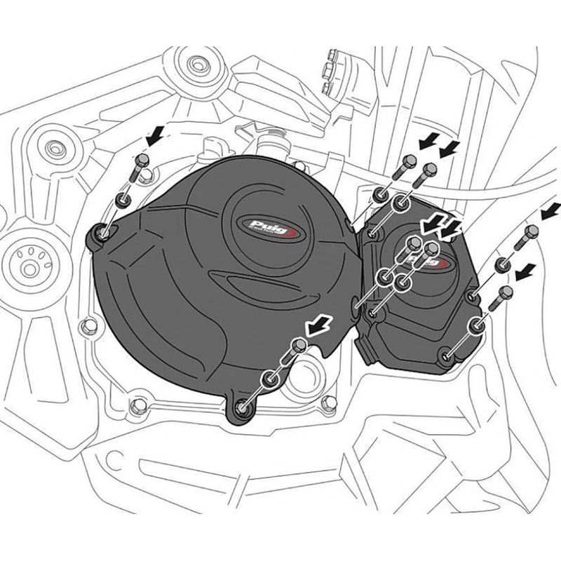 Ochranné kryty motoru PUIG černý included 3 covers