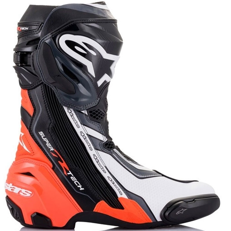Boty na motorku Alpinestars Supertech R černo-fluo červeno-bílo-šedé