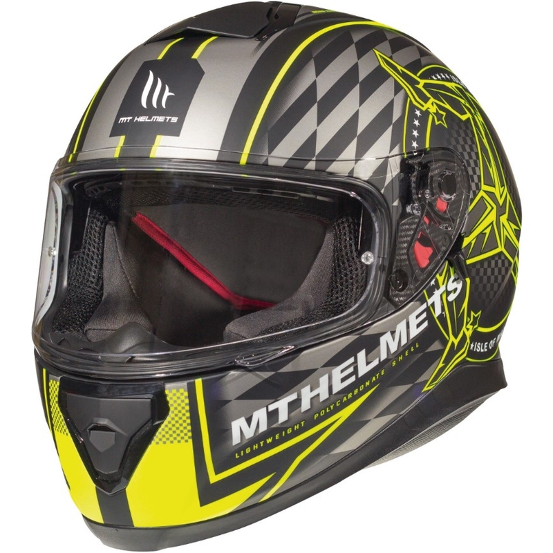 Integrální přilba na motorku MT Thunder 3 SV Isle Of Man černo-šedo-fluo žlutá