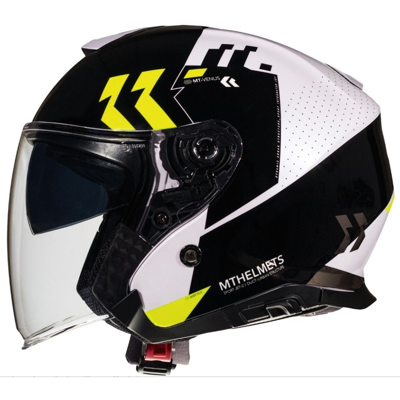 Otevřená přilba na motorku MT Thunder 3 SV Venus černo-bílo-fluo žlutá výprodej