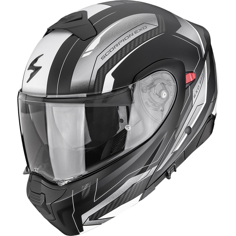 Výklopná helma na motorku Scorpion EXO-930 EVO Space matná černo-stříbrno-bílá