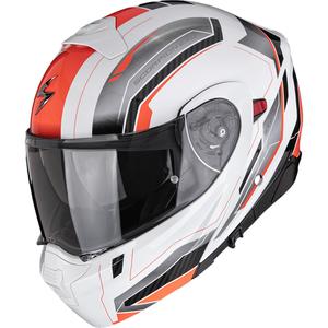 Výklopná helma na motorku Scorpion EXO-930 EVO Space bílo-stříbrno-červená