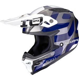Motokrosová helma Scorpion SMX-10 Leap stříbrno-modrá