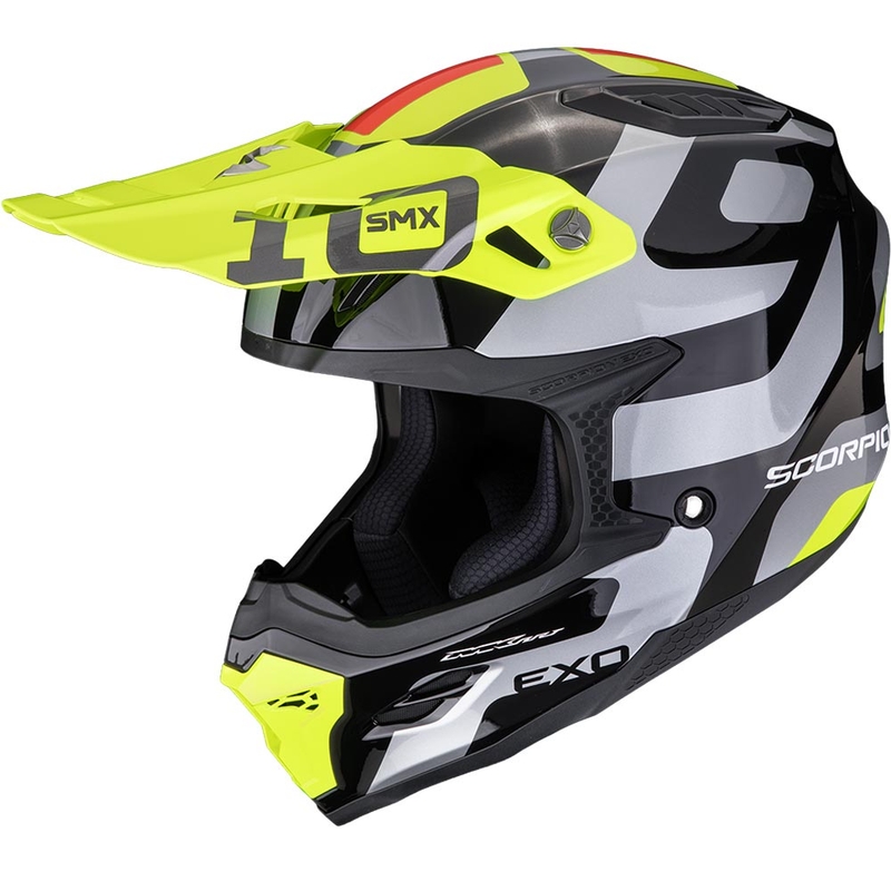 Motokrosová helma Scorpion SMX-10 Leap černo-stříbrno-fluo žlutá