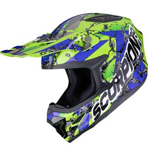 Motokrosová helma Scorpion SMX-10 Gasoline zeleno-modro-černá