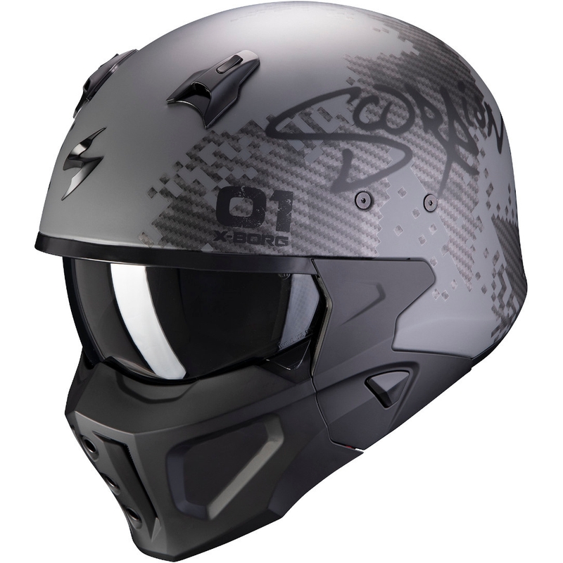 Přilba Scorpion COVERT-X Xborg stříbrno-černá