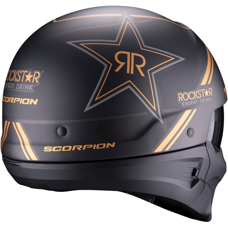 Otevřená přilba s maskou Scorpion EXO-COMBAT EVO Rockstar černo-zlatá