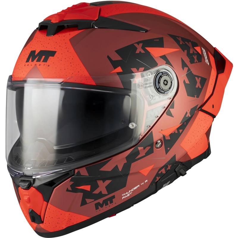Integrální helma na motorku MT Thunder 4 R SV Fast C5 matná černo-šedo-červená