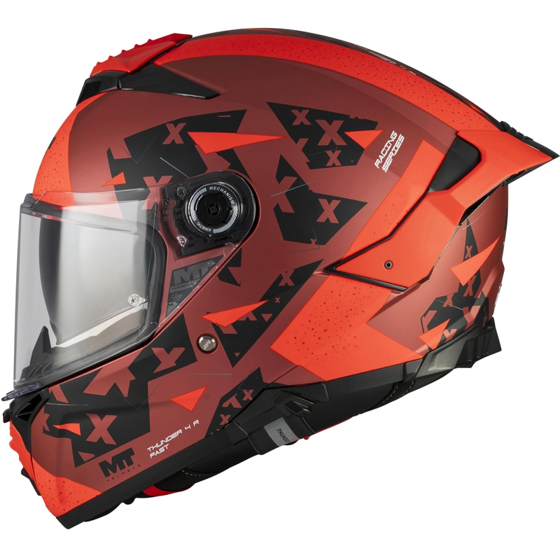 Integrální helma na motorku MT Thunder 4 R SV Fast C5 matná černo-šedo-červená