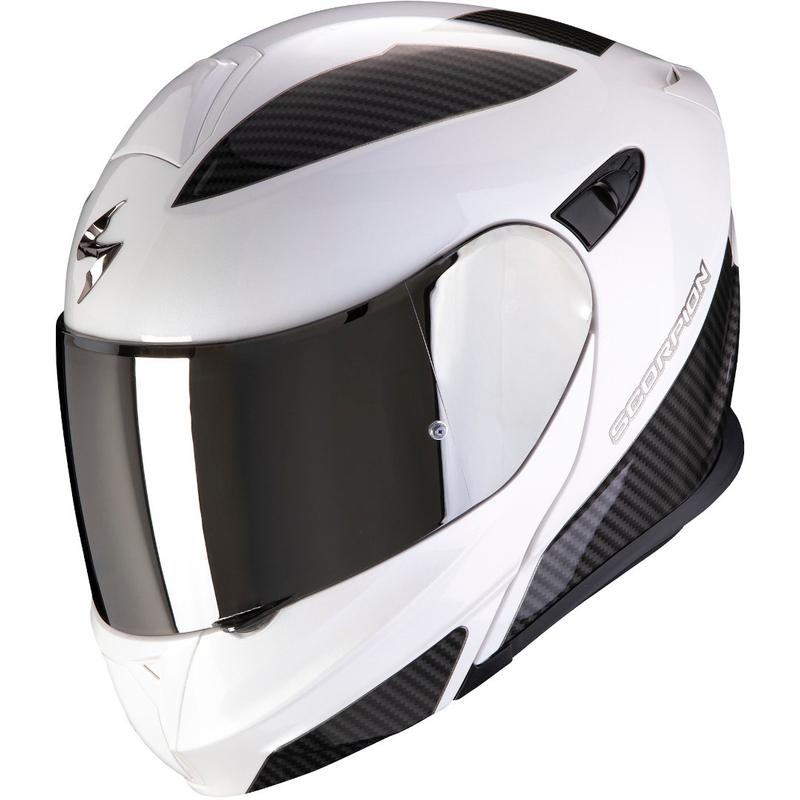 Moto přilba výklopná Scorpion EXO-920 Flux bílo-stříbrná