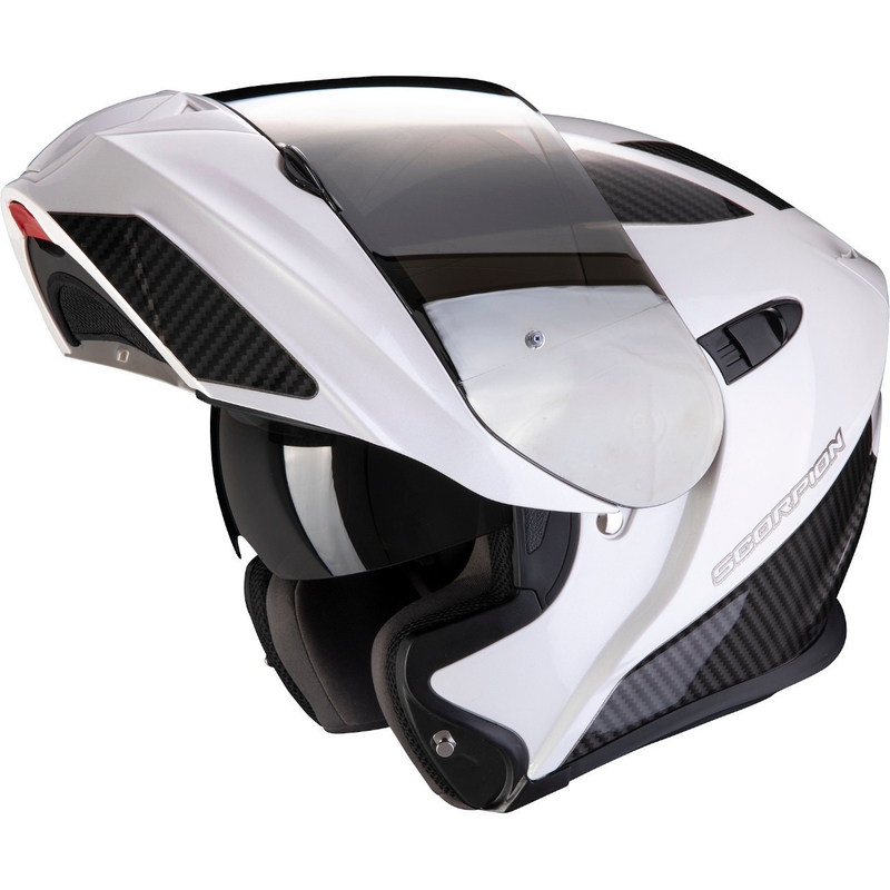 Moto přilba výklopná Scorpion EXO-920 Flux bílo-stříbrná