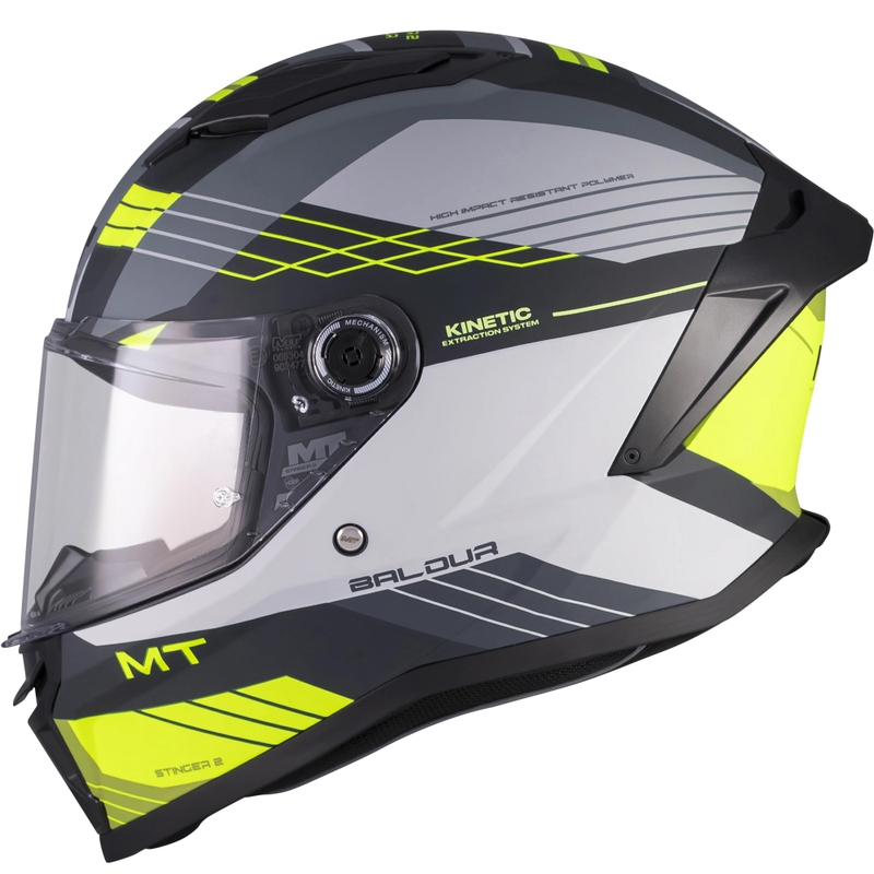 Integrální helma na motorku MT Stinger 2 Baldur C3 černo-šedo-fluo žlutá