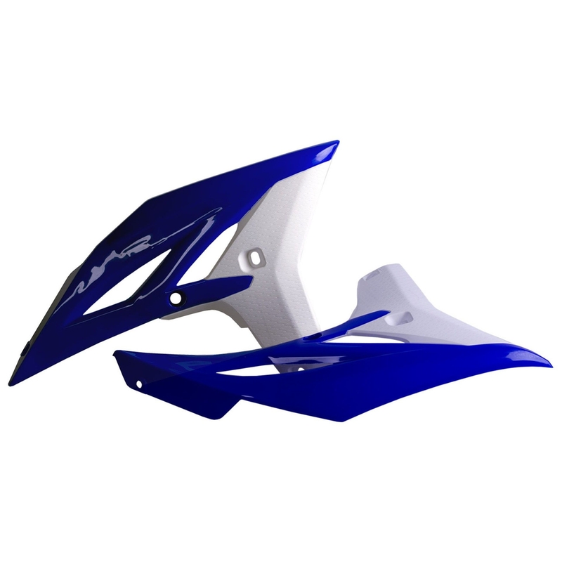 Spoilery chladiče POLISPORT (pár) modrá Yam98/bílá pro YAMAHA WR 450 F 2012-2015, YAMAHA YZ 250 F 2010-2013