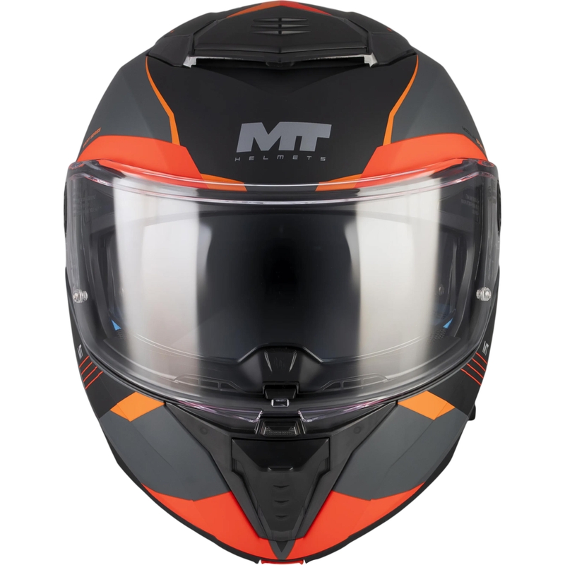 Výklopná helma na motorku MT Atom 2 SV Kaster C14 matná černo-šedo-oranžová
