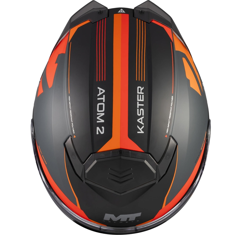 Výklopná helma na motorku MT Atom 2 SV Kaster C14 matná černo-šedo-oranžová