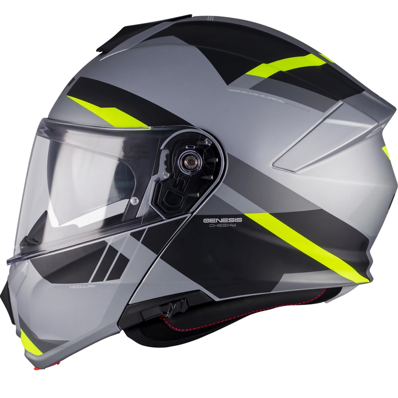 Výklopná helma na motorku MT Genesis R SV Cheeky C3 černo-šedo-fluo žlutá