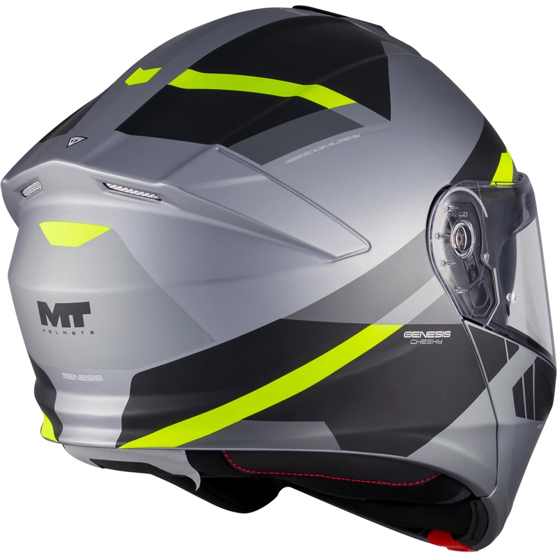 Výklopná helma na motorku MT Genesis R SV Cheeky C3 černo-šedo-fluo žlutá