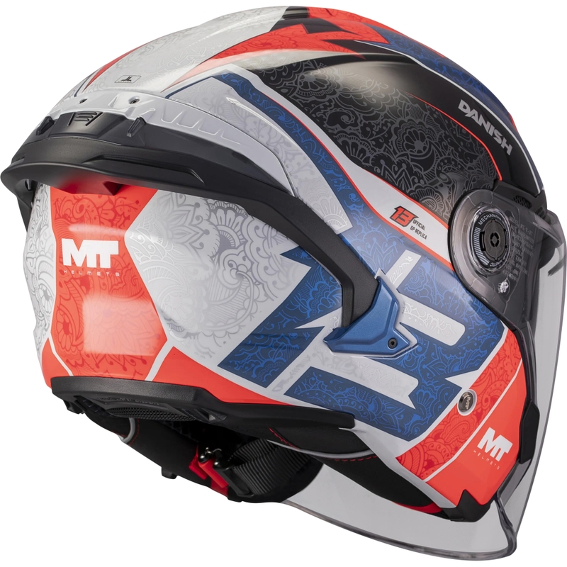 Otevřená helma na motorku MT Cosmo SV Danish 26 Season C5 modro-červeno-bílo-černá