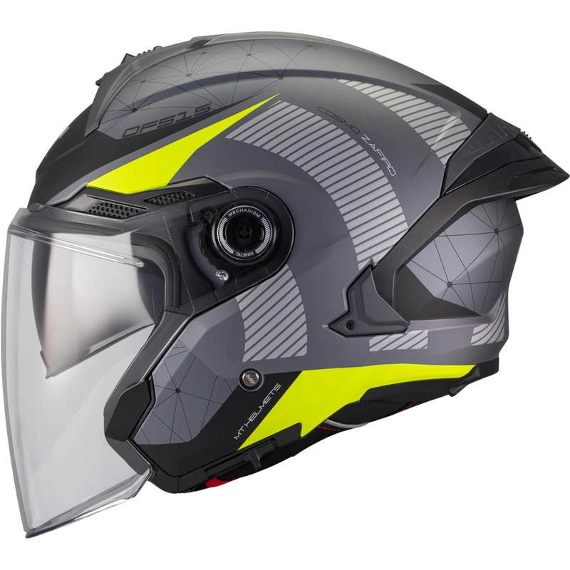 Otevřená helma na motorku MT Cosmo SV Zafiro C3 matná černo-šedo-fluo žlutá