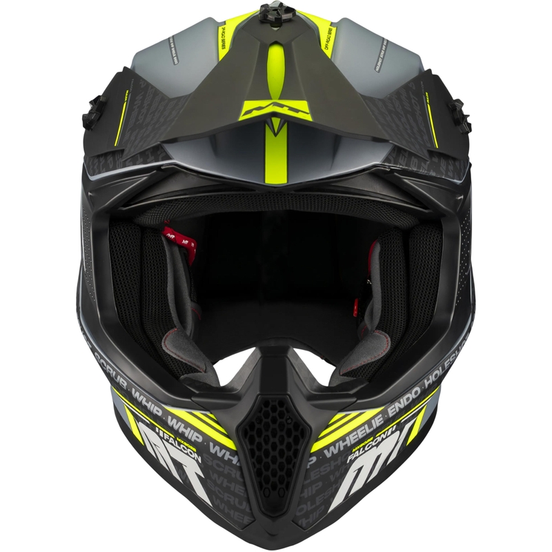 Motokrosová helma na motorku MT Falcon S Ruler C2 matná černo-šedo-fluo žlutá