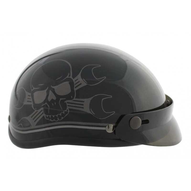 Moto přilby braincap Rusty Pistons Skull Shine černá matná