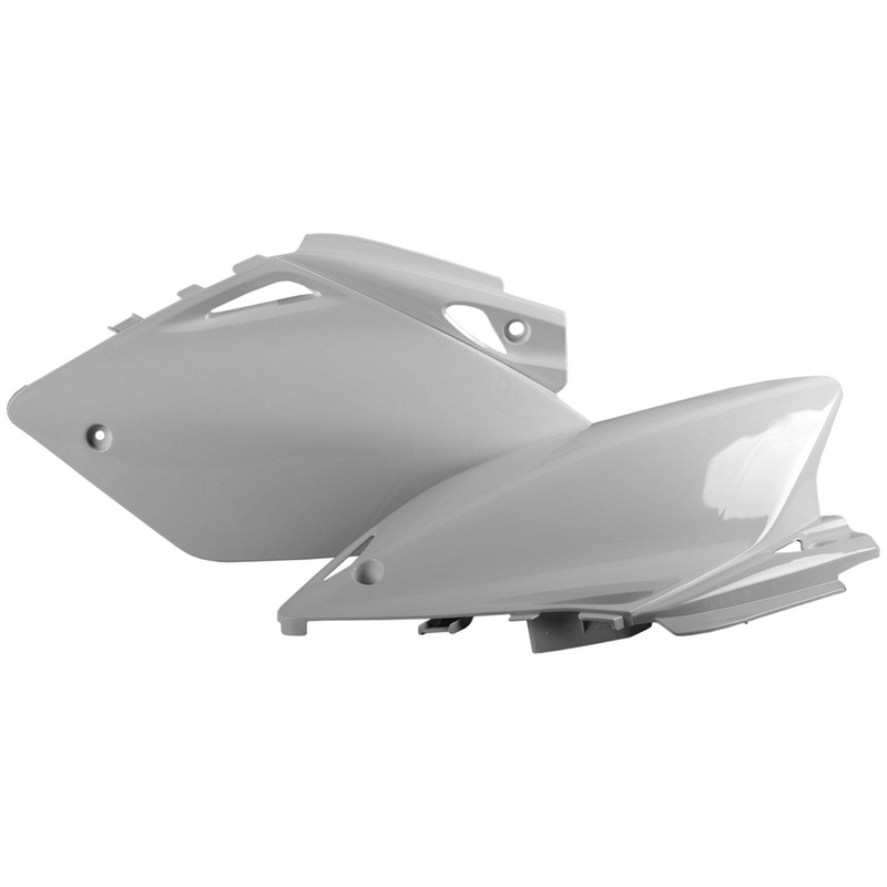 Boční číslové tabulky POLISPORT (pár) bílá pro HONDA CRF 450 R 2005-2006