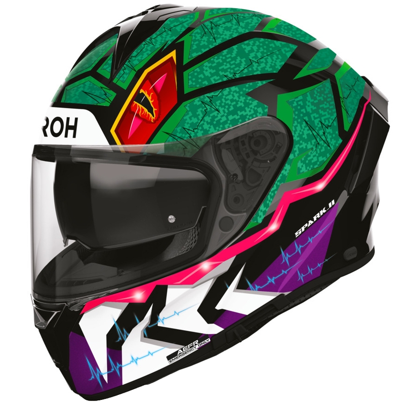 Integrální helma na motorku Airoh Spark 2 Rex černo-zeleno-fialová