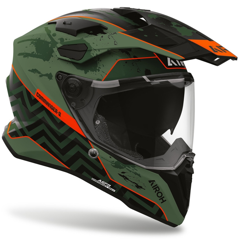 Enduro helma na motorku Airoh Commander 2 Plug matná černo-zeleno-červená