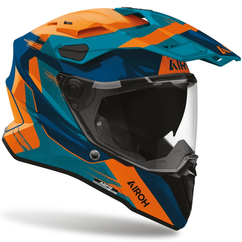 Enduro helma na motorku Airoh Commander 2 Razor modro-oranžová
