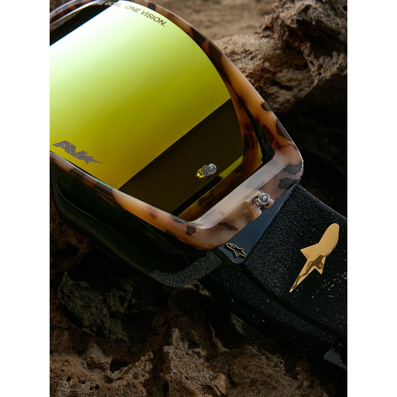 Motokrosové brýle Alpinestars Supertech limitovaná edice Zona černo-hnědé se zrcadlově zlatým plexi