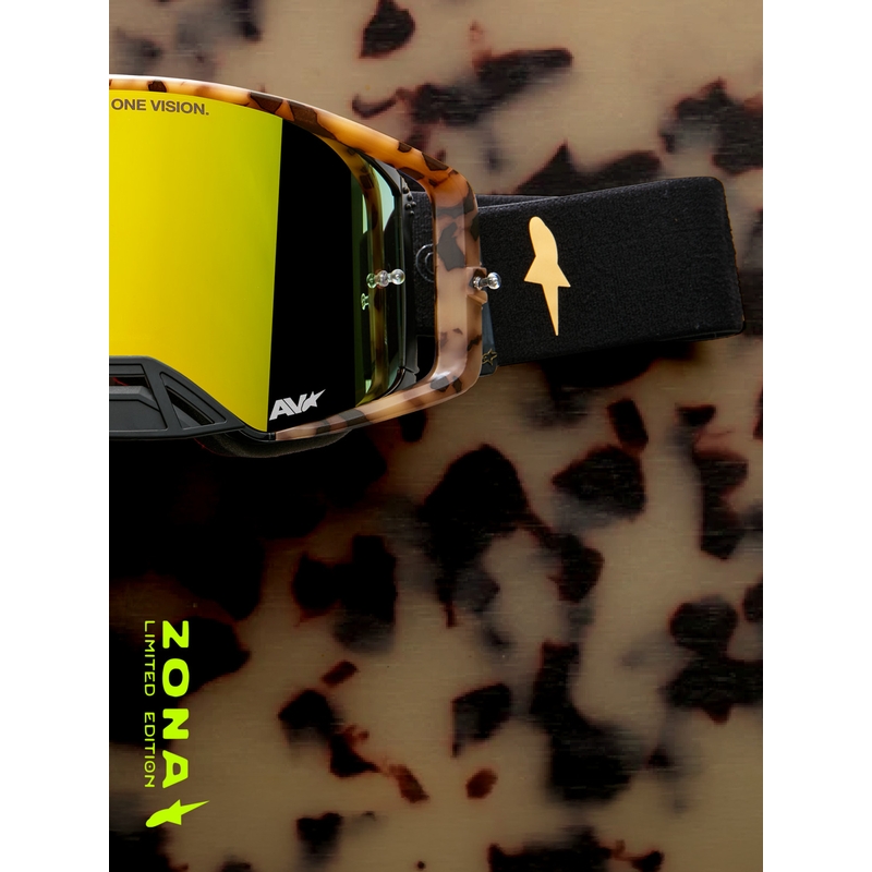 Motokrosové brýle Alpinestars Supertech limitovaná edice Zona černo-hnědé se zrcadlově zlatým plexi
