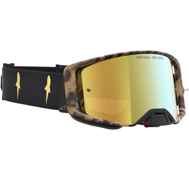 Motokrosové brýle Alpinestars Supertech limitovaná edice Zona černo-hnědé se zrcadlově zlatým plexi