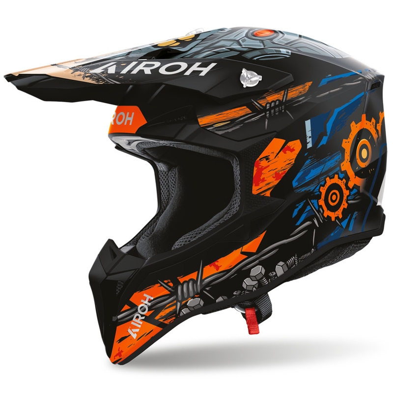 Motokrosová helma na motorku Airoh Wraaap Gear matná černo-oranžová