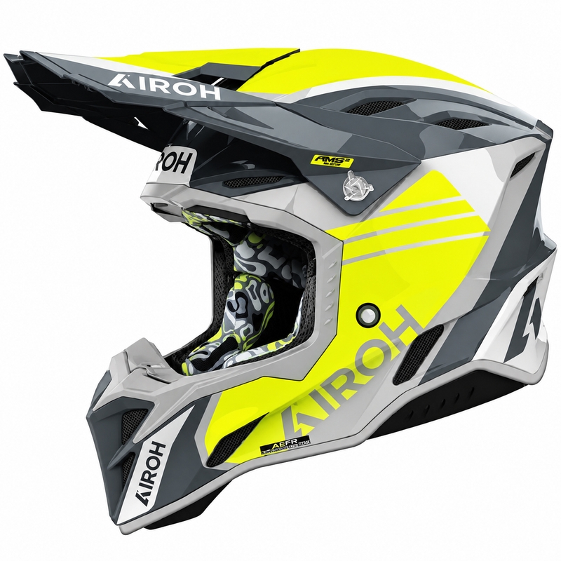 Motokrosová helma na motorku Airoh Aviator Factory Atlan šedo-žlutá
