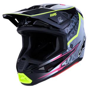 Motokrosová helma na motorku Alpinestars Supertech S-M7 Blaster šedo-fluo žlutá