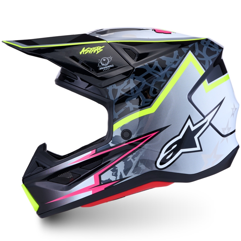 Motokrosová helma na motorku Alpinestars Supertech S-M7 Blaster šedo-fluo žlutá