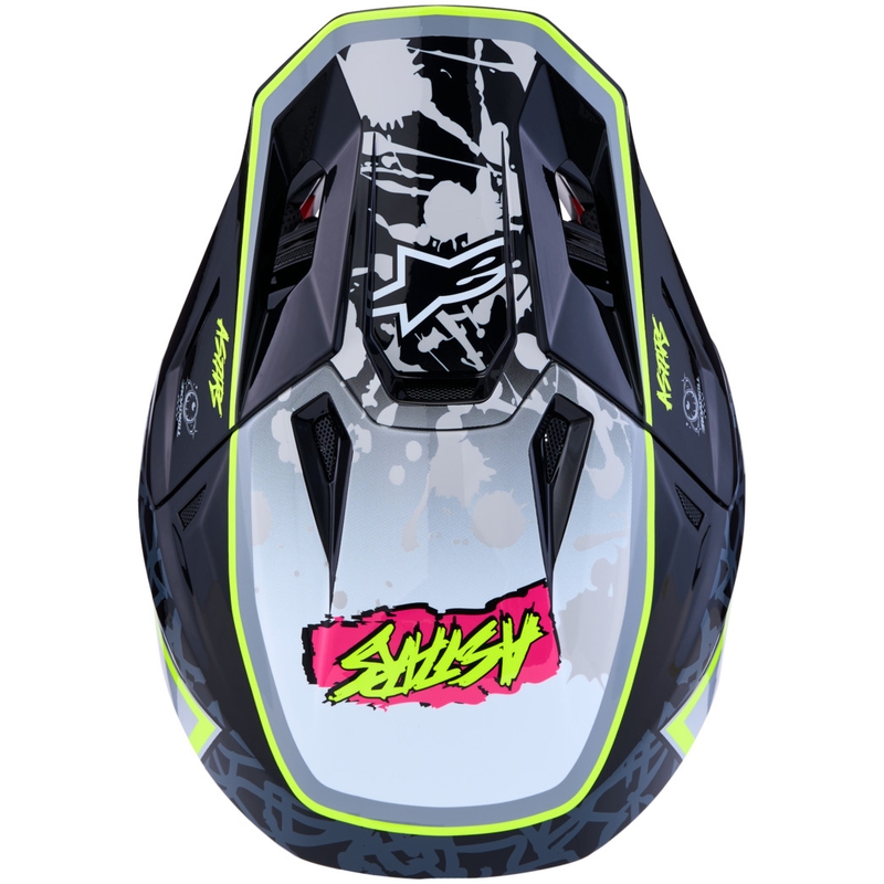 Motokrosová helma na motorku Alpinestars Supertech S-M7 Blaster šedo-fluo žlutá