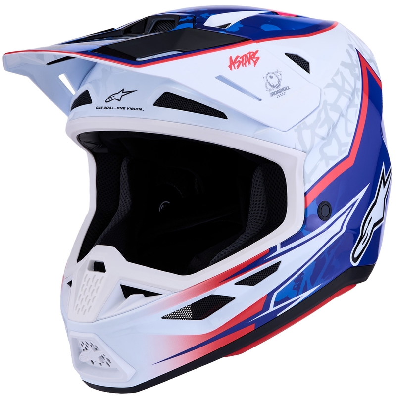 Motokrosová helma na motorku Alpinestars Supertech S-M7 Blaster bílo-modrá
