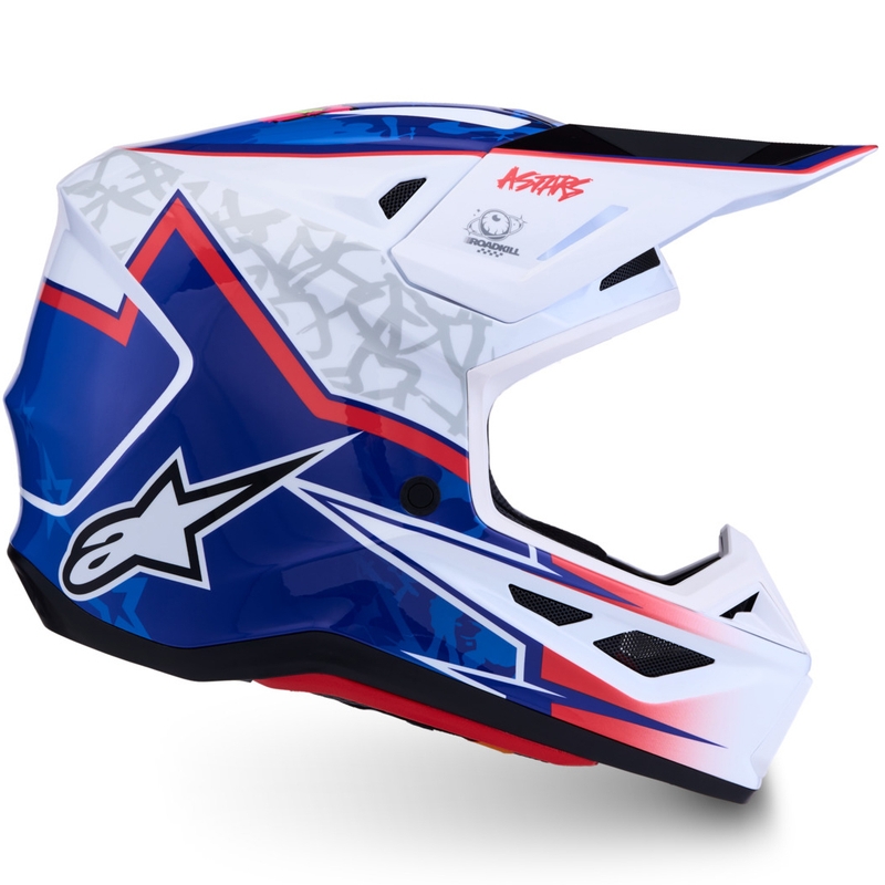Motokrosová helma na motorku Alpinestars Supertech S-M7 Blaster bílo-modrá