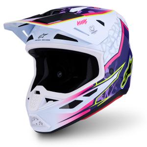 Motokrosová helma na motorku Alpinestars Supertech S-M7 Blaster fialovo-bílá