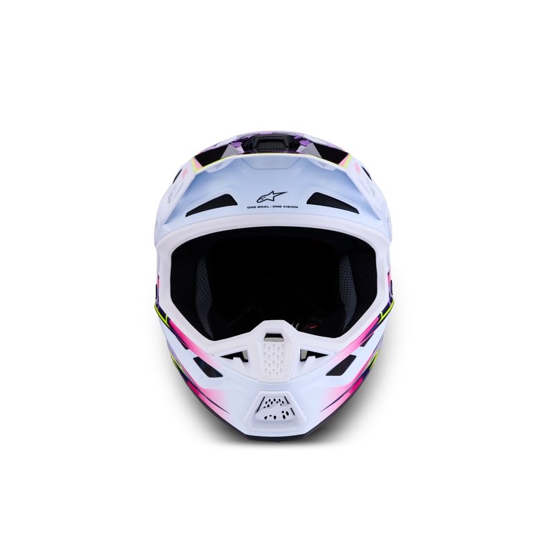 Motokrosová helma na motorku Alpinestars Supertech S-M7 Blaster fialovo-bílá