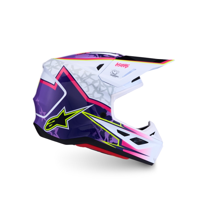 Motokrosová helma na motorku Alpinestars Supertech S-M7 Blaster fialovo-bílá