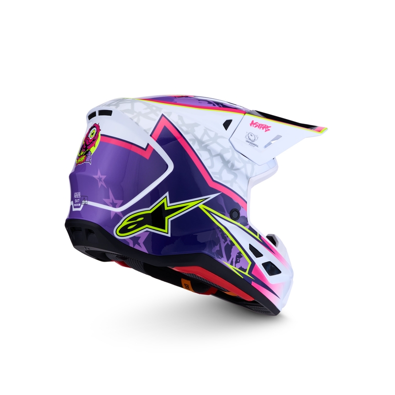 Motokrosová helma na motorku Alpinestars Supertech S-M7 Blaster fialovo-bílá