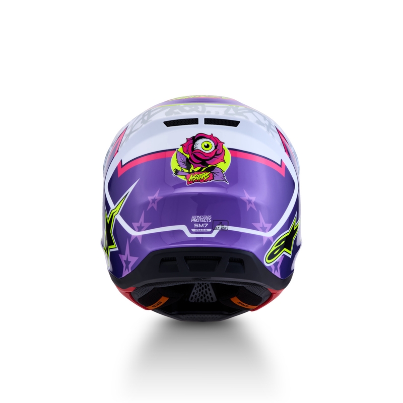 Motokrosová helma na motorku Alpinestars Supertech S-M7 Blaster fialovo-bílá