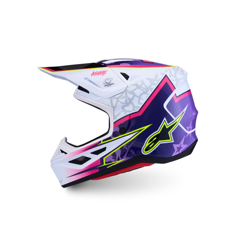 Motokrosová helma na motorku Alpinestars Supertech S-M7 Blaster fialovo-bílá