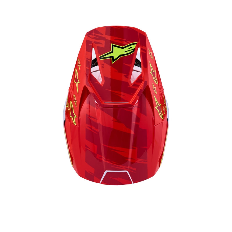 Motokrosová helma na motorku Alpinestars S-M3 Falcon fluo červeno-bílá