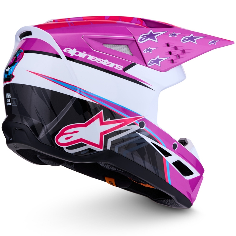 Motokrosová helma na motorku Alpinestars S-M3 Falcon fialovo-bílo-fluo růžová